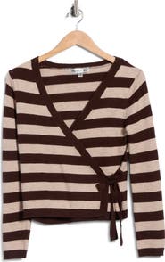 Madden Girl Stripe Side Tie Surplice Sweater