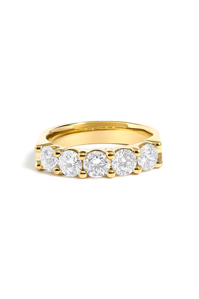14K White Gold 1 1/2 Ctw Diamond 5 Stone Band Ring, Main, color, Yellow Gold
