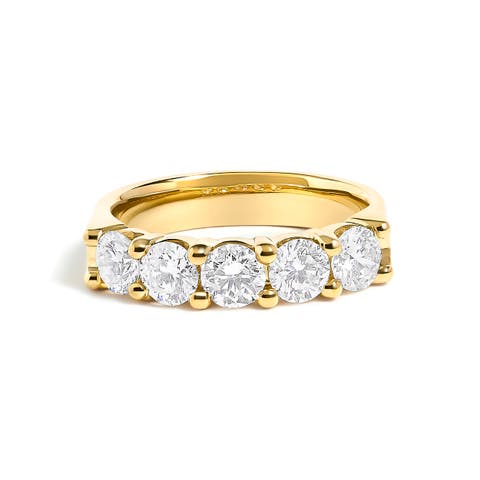 14K White Gold 1 1/2 Ctw Diamond 5 Stone Band Ring