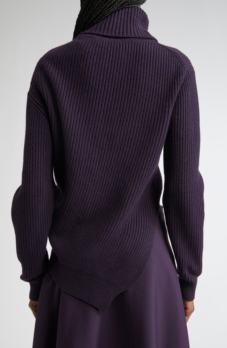 Michael Kors Collection Bias Hem Cashmere Turtleneck Sweater, Alternate, color, Aubergine