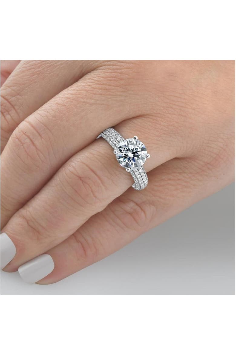 Certified 3.66Ct Micro Pave Diamond Engagement Ring 10k Gold Lab Grown, Alternate, color, 10k White Gold