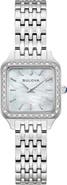 BULOVA Classic Sutton Square Diamond & Mother-of-Pearl Bracelet Watch, 23mm