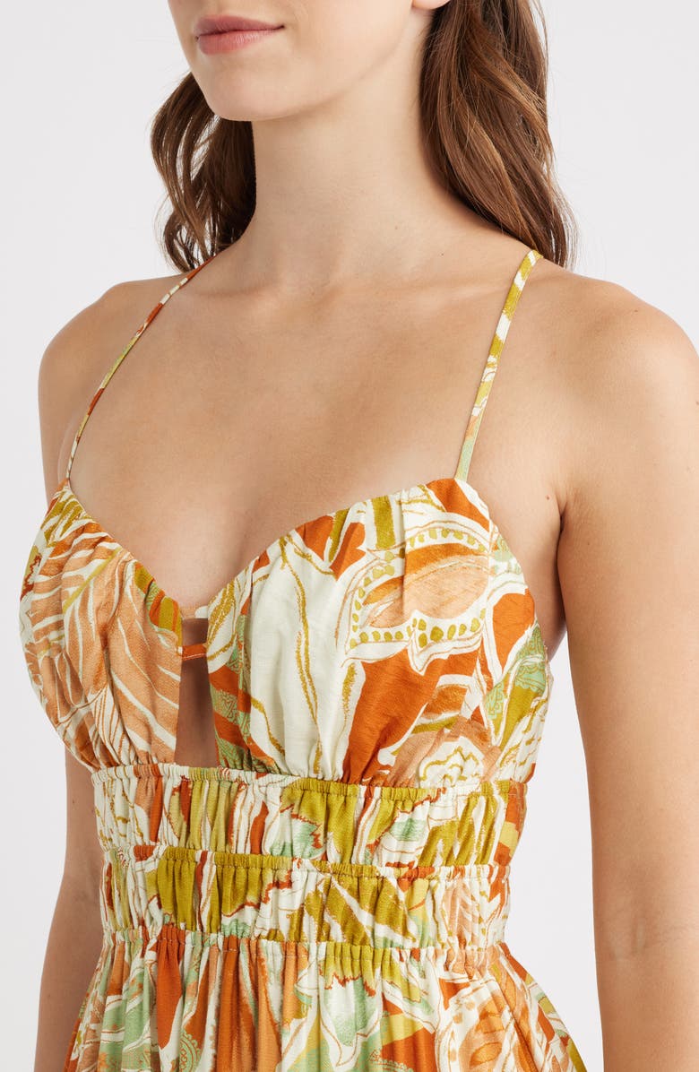 FLYING TOMATO Floral Print Sleeveless Maxi Dress, Alternate, color, Brick
