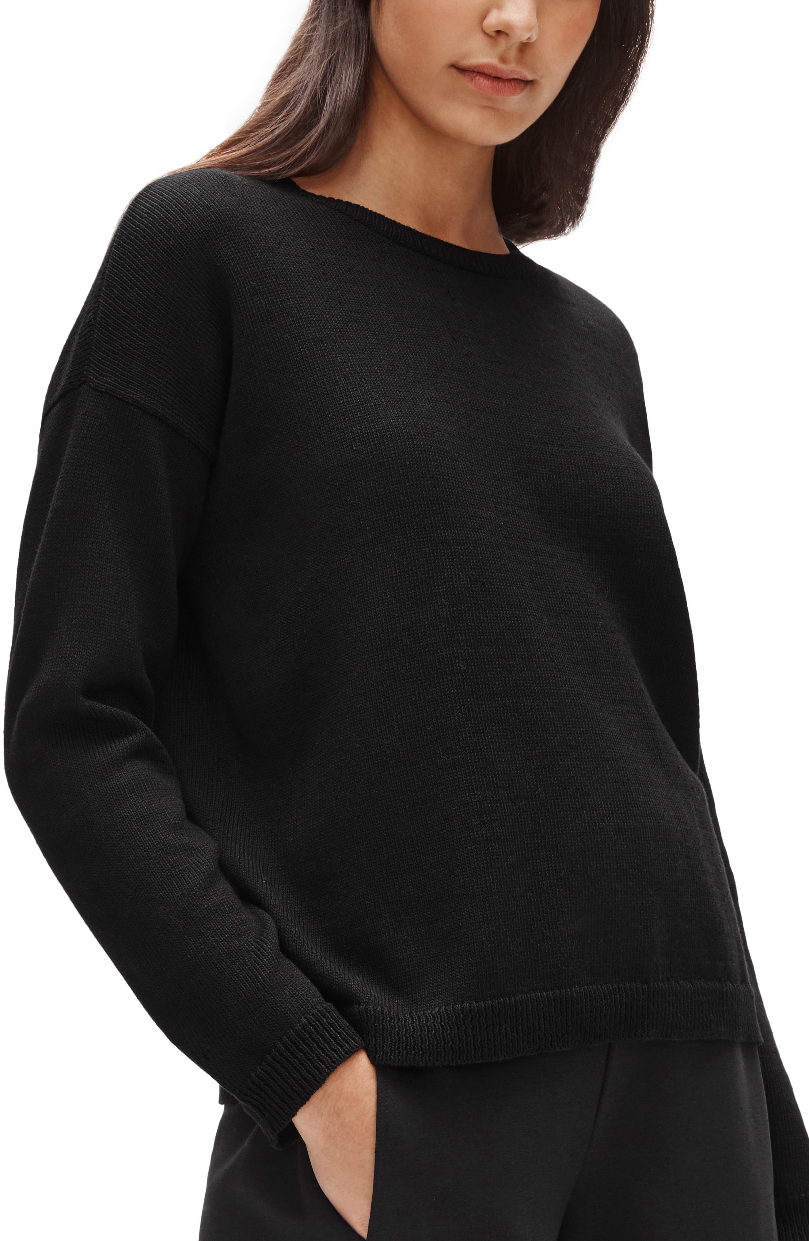 Eileen Fisher Boxy Organic Linen & Organic Cotton Sweater (Women ...