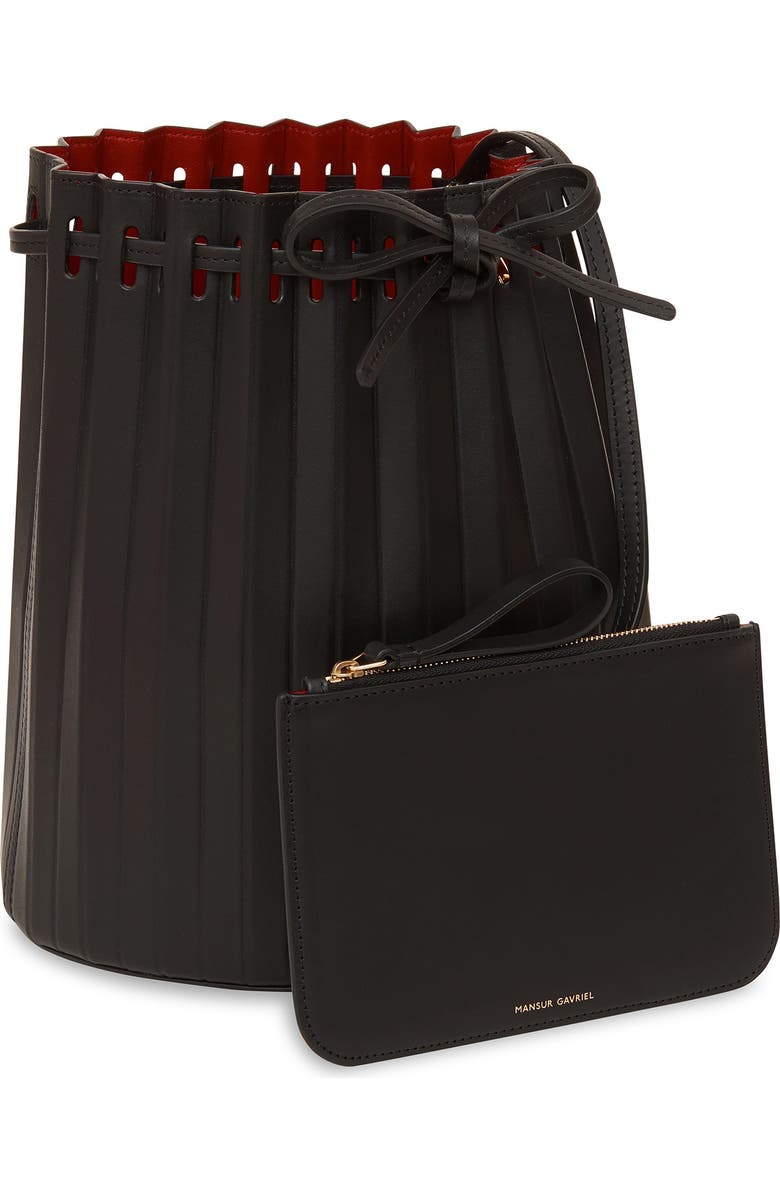 Mansur Gavriel Pleated Leather Bucket Bag, Alternate, color,