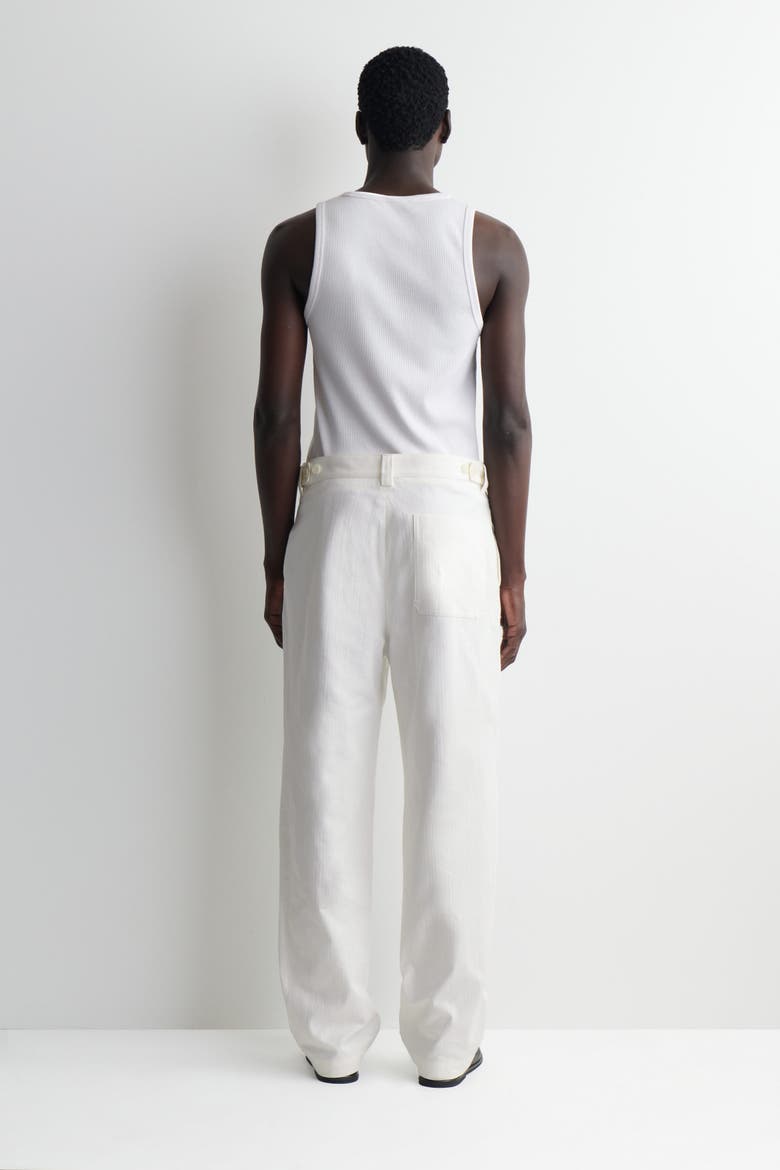 Denim-herringbone Relaxed-fit Tapered Pants, Alternate, color, WHITE