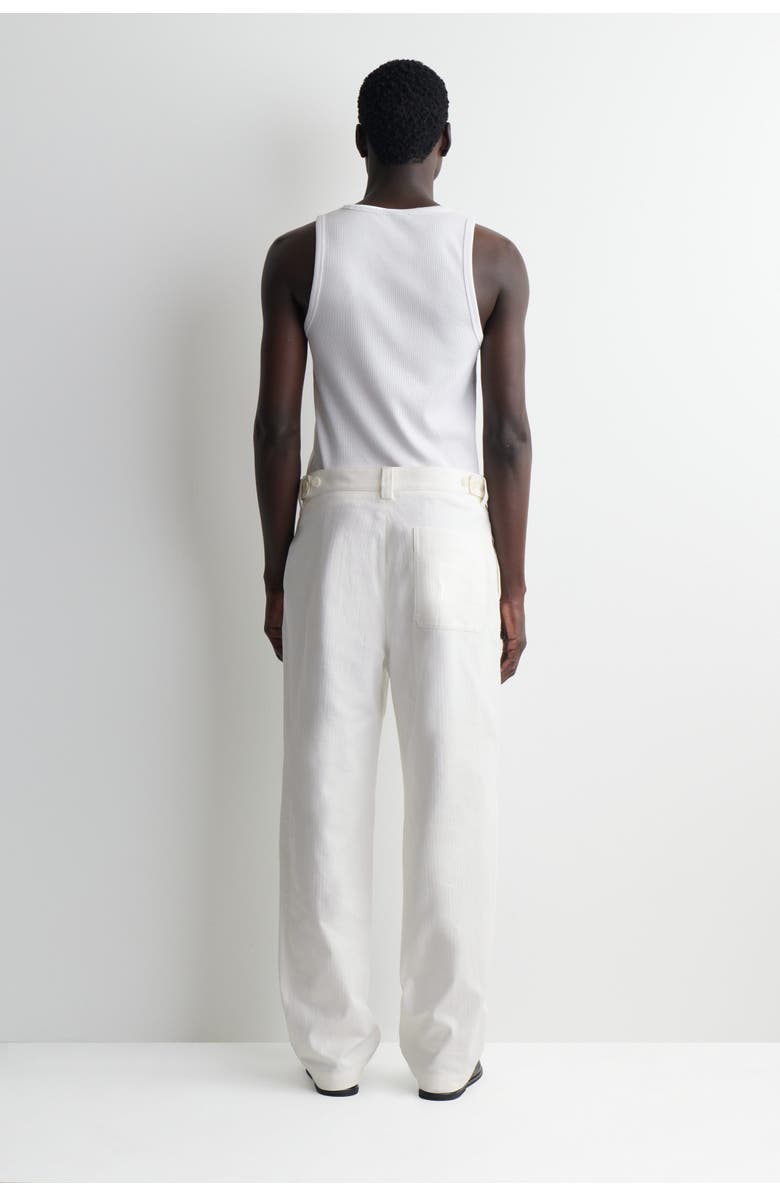 COS Denim-herringbone Relaxed-fit Tapered Trousers, Alternate, color, White