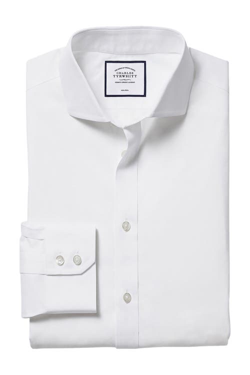 CHARLES TYRWHITT CHARLES TYRWHITT NON-IRON POPLIN CUTAWAY SLIM FIT SHIRT SINGLE CUFF
