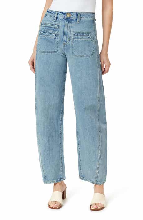 Evie High Front Patch Ankle Barrel Leg Jeans
