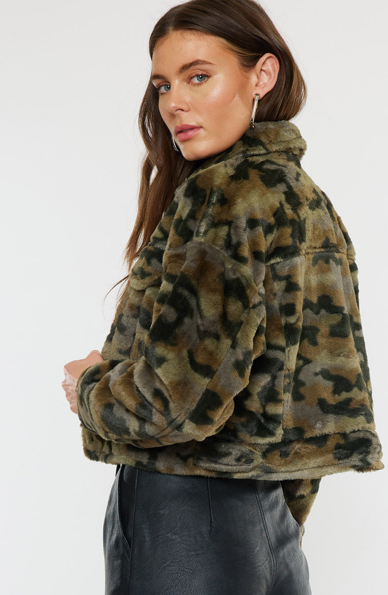KanCan Jax Faux Fur Camo Jacket, Alternate, color, Camouflage