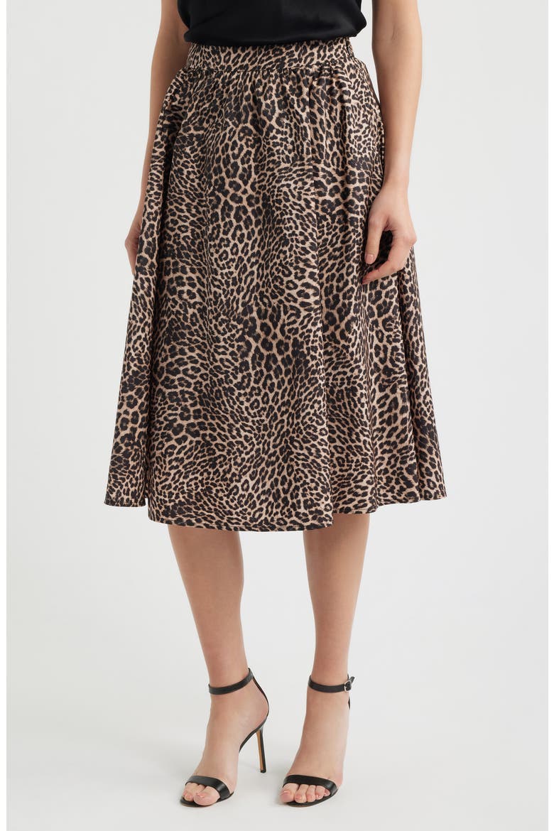 Violet Leopard Print A-Line Skirt, Main, color, NATURAL MULTI