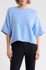Halogen® Exposed Seam Drop Shoulder Sweater