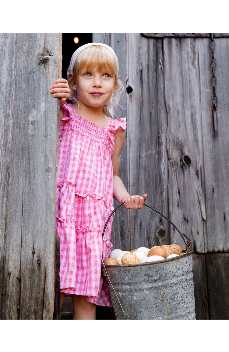 Deux par Deux Baby Girl's Smocked Layered Dress With Frill Sleeve Checked Pink, Alternate, color, Checked Pink