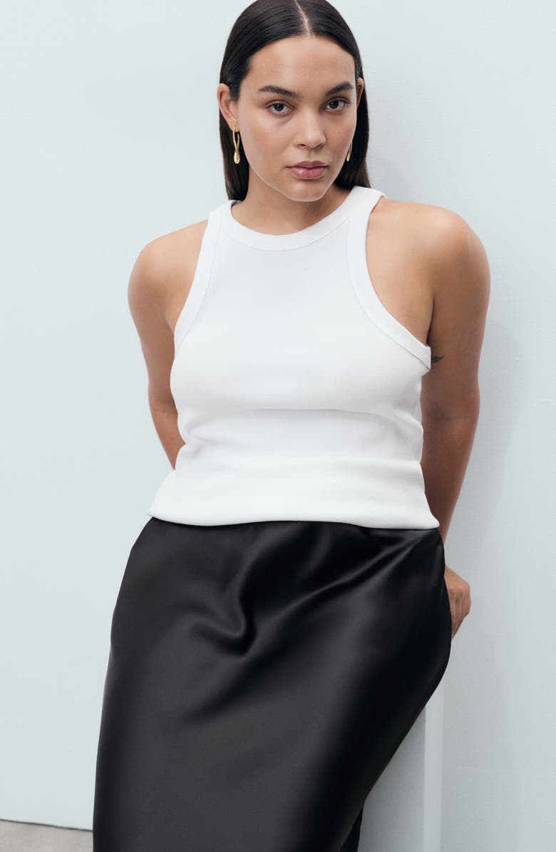 MANGO Mia Satin Maxi Skirt, Alternate, color, Black