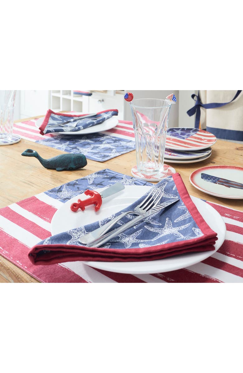 Beachcombers American Flag Starfish Stars & Stripes Beach Towel 29.5" x 59", Alternate, color, Red