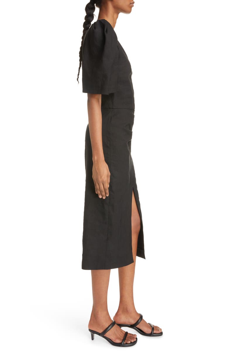Isabel Marant Flore Pleated Hemp Blend Dress, Alternate, color, 