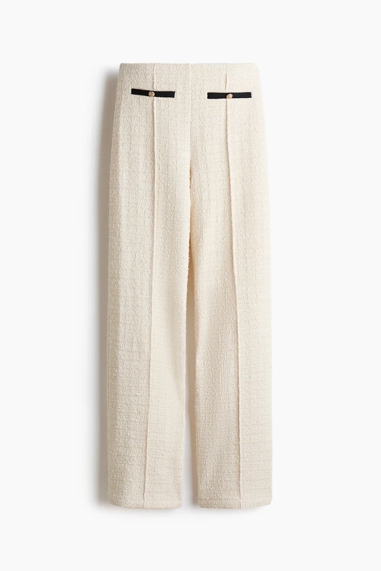 Pull-on Bouclé-knit Pants, Alternate, color, Cream