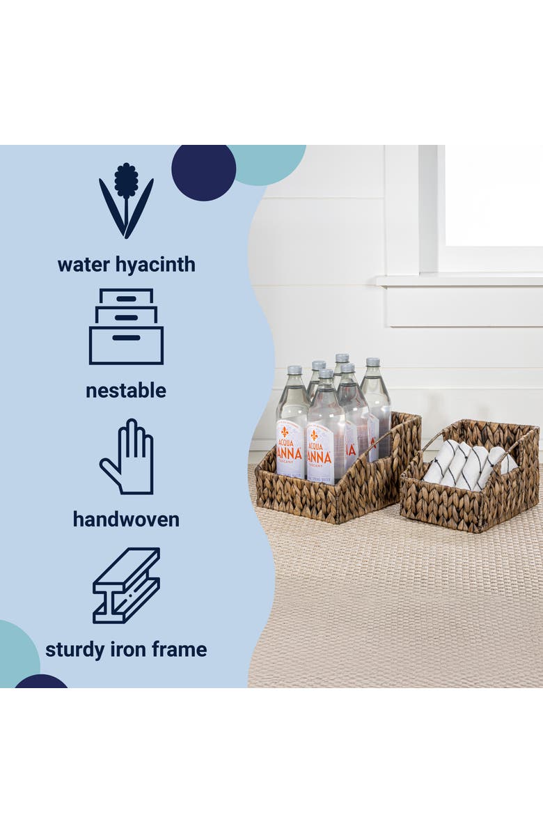 HAPPIMESS Havanah Southwestern Hand-Woven Hyacinth Slanted Nesting Baskets with Handles, Natural, Alternate, color, Brown