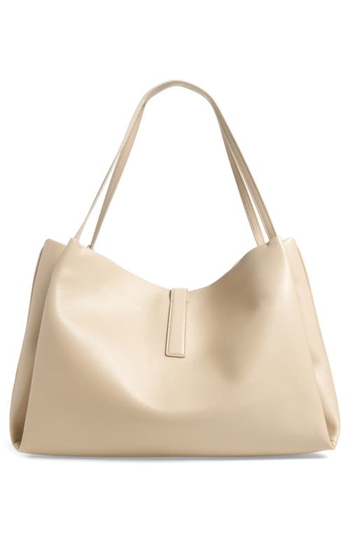 Ferragamo Large New Line Tote In Stone
