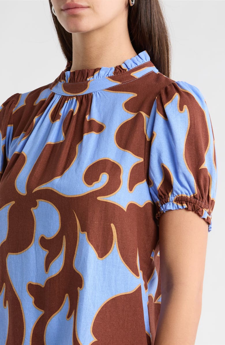 SUGARLIPS Briley Abstract Elary Puff Sleeve Top, Alternate, color, Brown-Blue