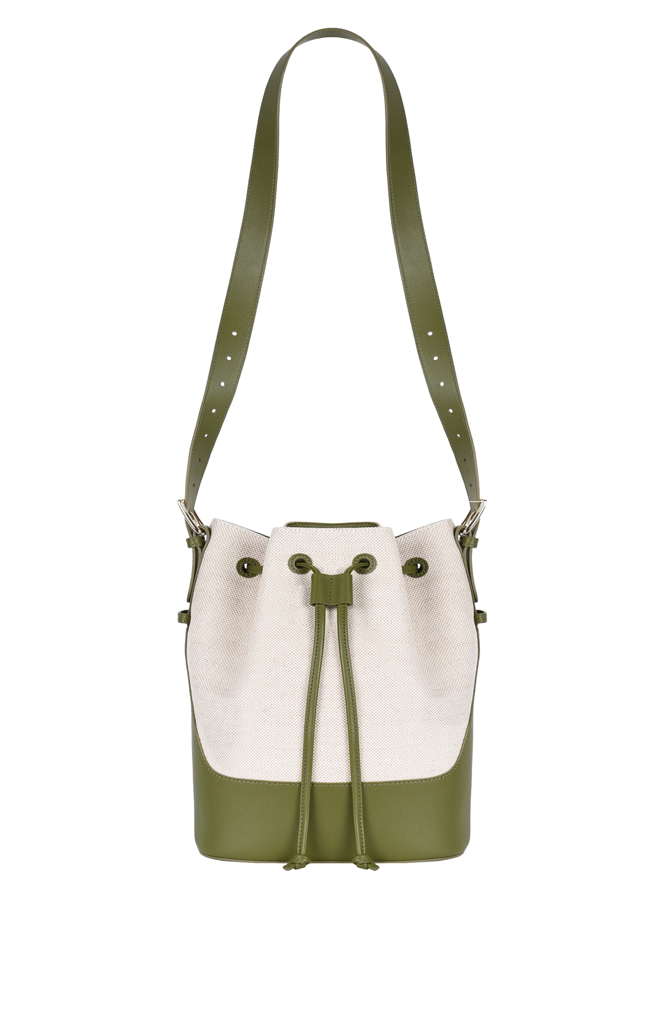 HYER GOODS Canvas and Upcycled Leather Everyday Cinch Bucket Bag, Alternate, color, 