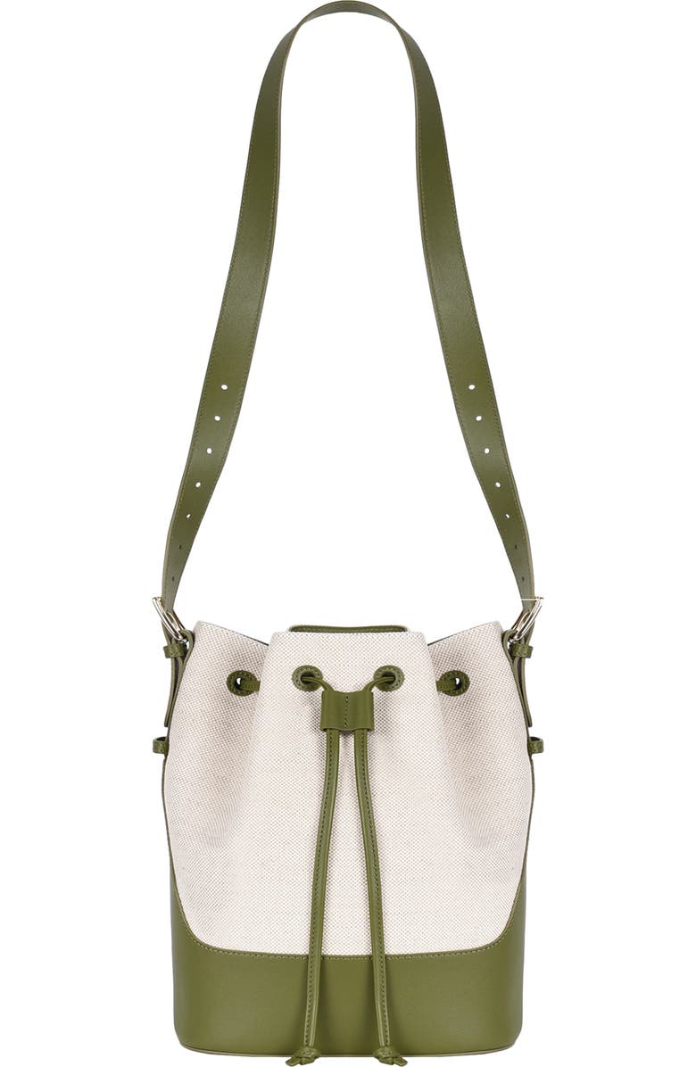HYER GOODS Canvas and Upcycled Leather Everyday Cinch Bucket Bag, Alternate, color,