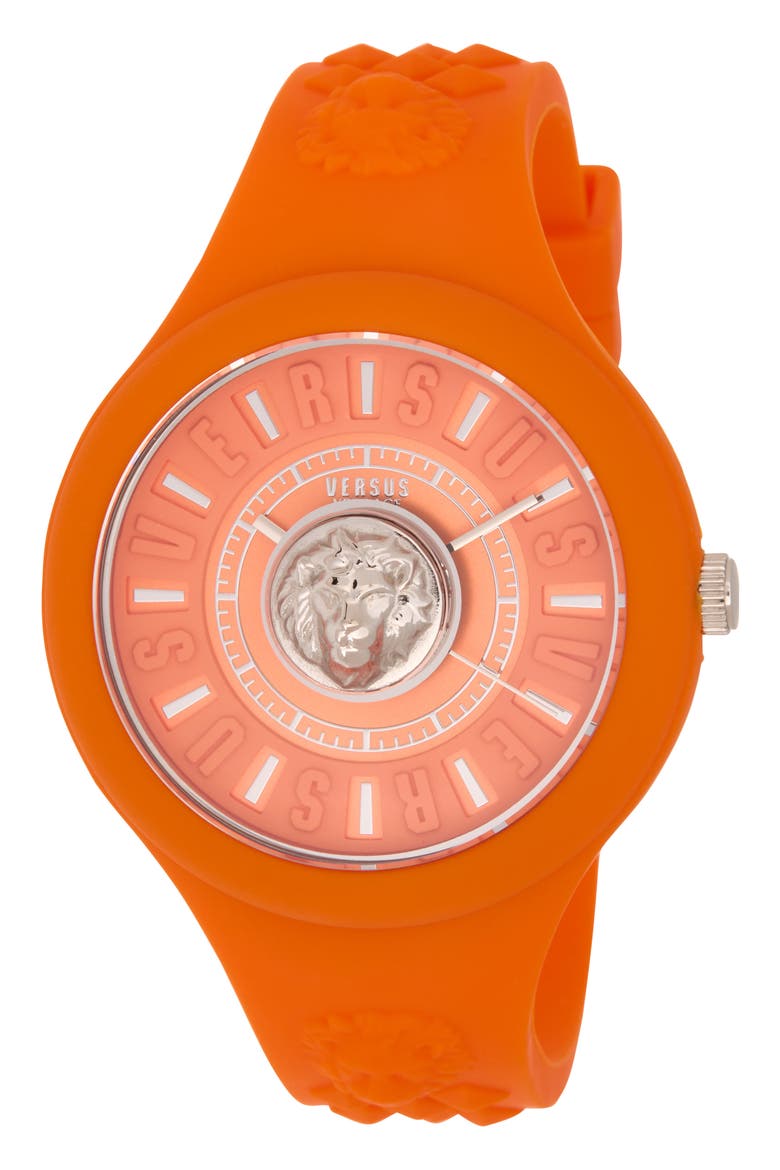 Fire Island Silicone Strap Watch, 39mm, Main, color, ORANGE