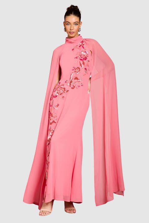 Floral Cape Maxi Dress