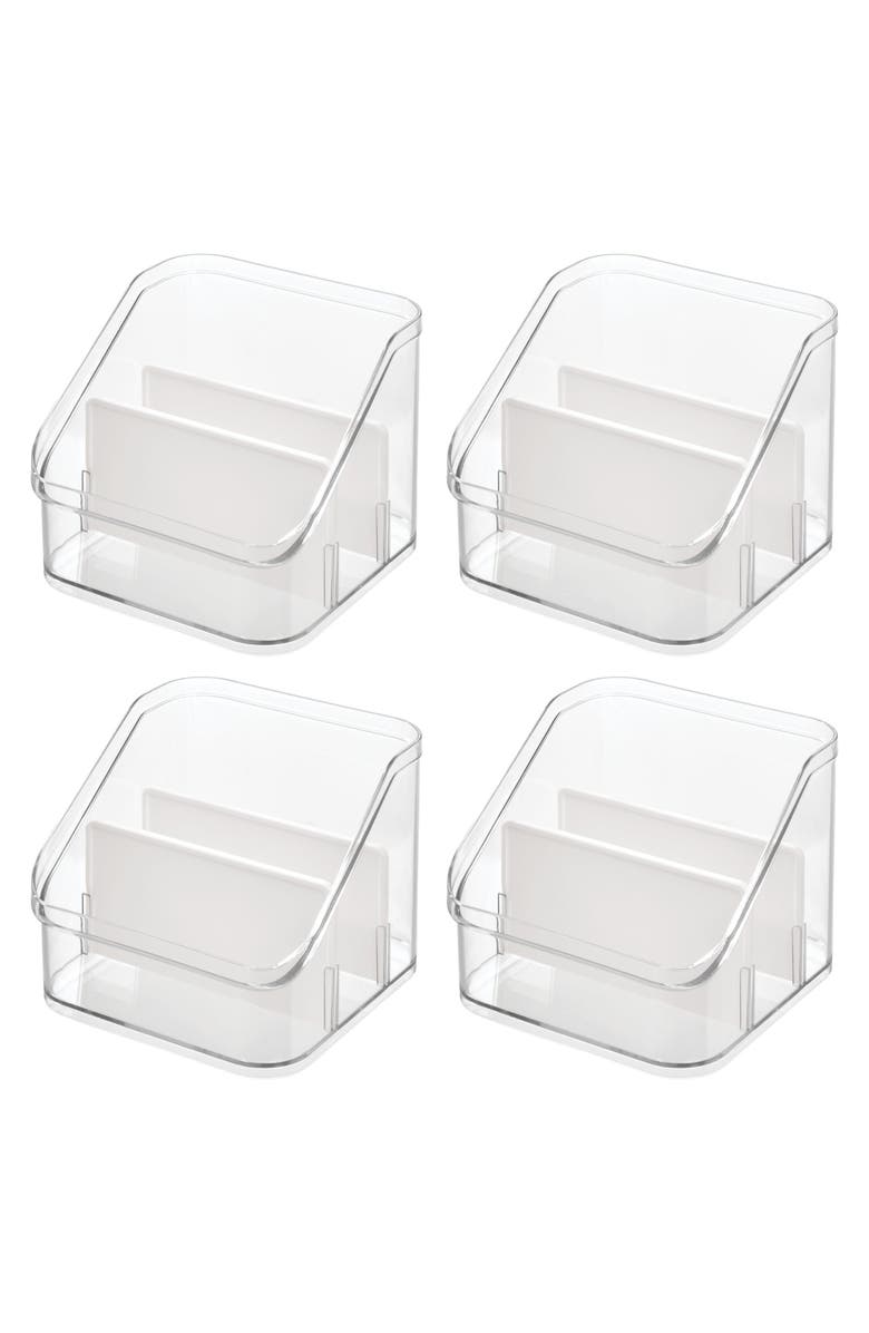 iDesign 3-Section Divided Pantry Organizer - Set of 4 - Clear/White, Main, color, 