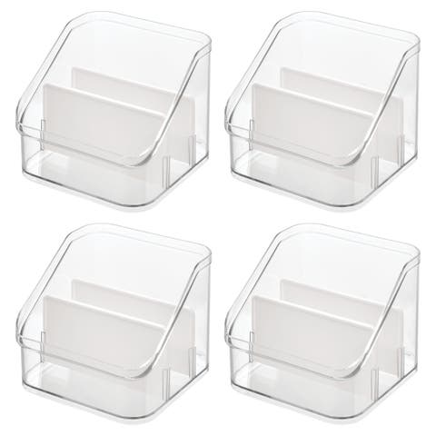 3-Section Divided Pantry Organizer - Set of 4 - Clear/White