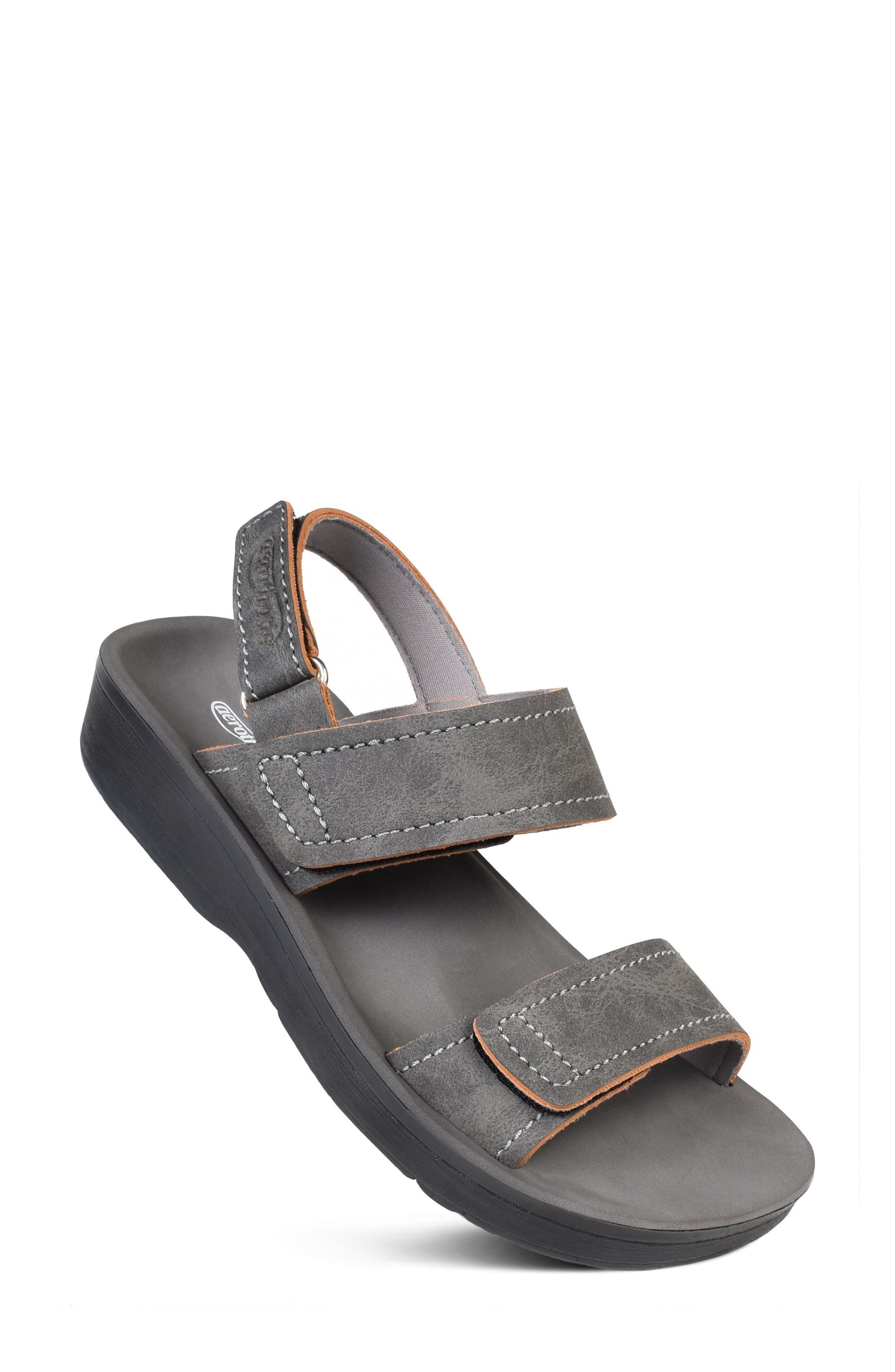 AEROTHOTIC Renee Adjustable Strap Sandal, Alternate, color, Grey