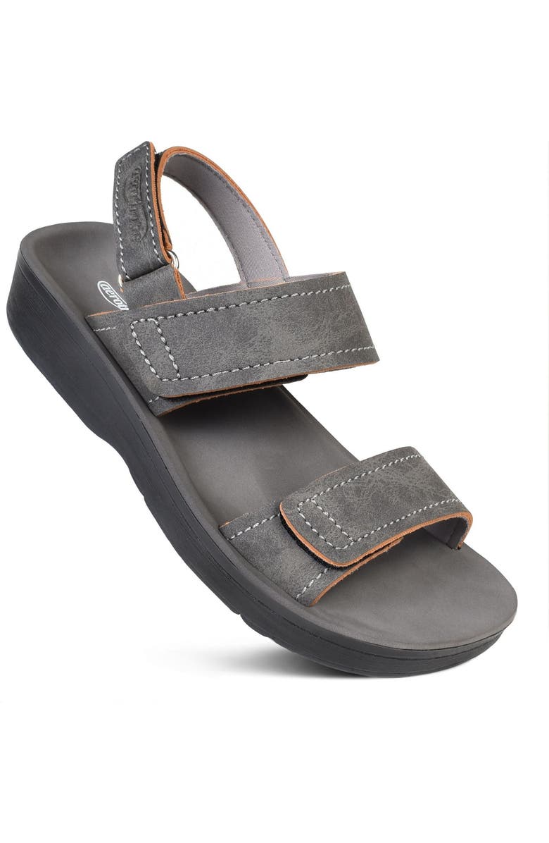 AEROTHOTIC Renee Adjustable Strap Sandal, Alternate, color, Grey