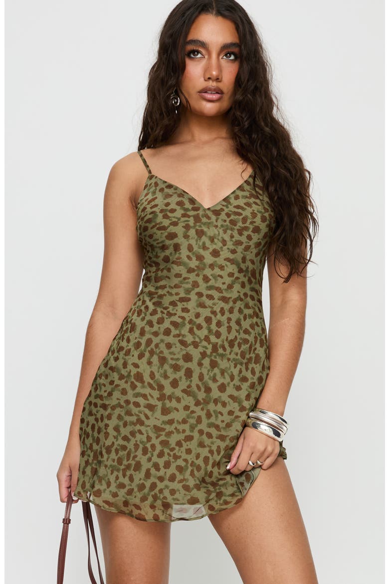 Ailyn Leopard Print Minidress, Alternate, color, GREEN LEOPARD