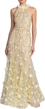 Mac Duggal Beaded Lace Halter Neck Sleeveless Mermaid Gown