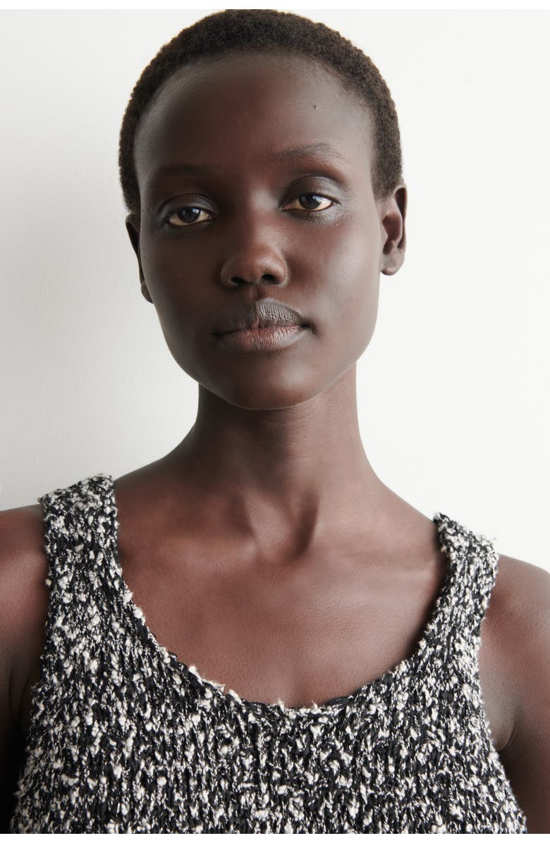 COS Two-Tone Chunky Knitted Tank Top, Alternate, color, Black / White