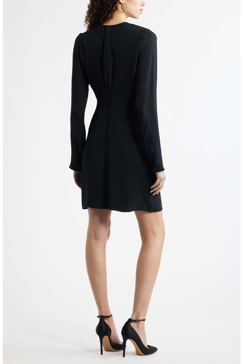 Side Twist Long Sleeve Minidress, Alternate, color, BLACK