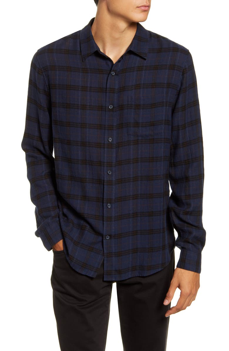 Vince Slim Fit Plaid Button-Up Shirt, Main, color, 