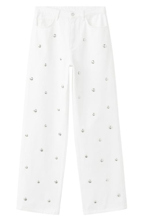 Mango Studded Regular Waist Straight Leg Jeans In Multi