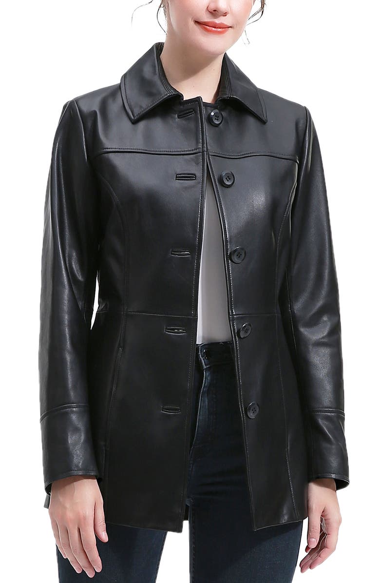 Kimi & Kai Women's Ailany Leather Car Coat, Main, color, Black