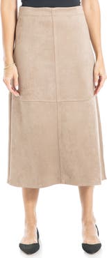 MAX STUDIO Faux Suede A-Line Midi Skirt