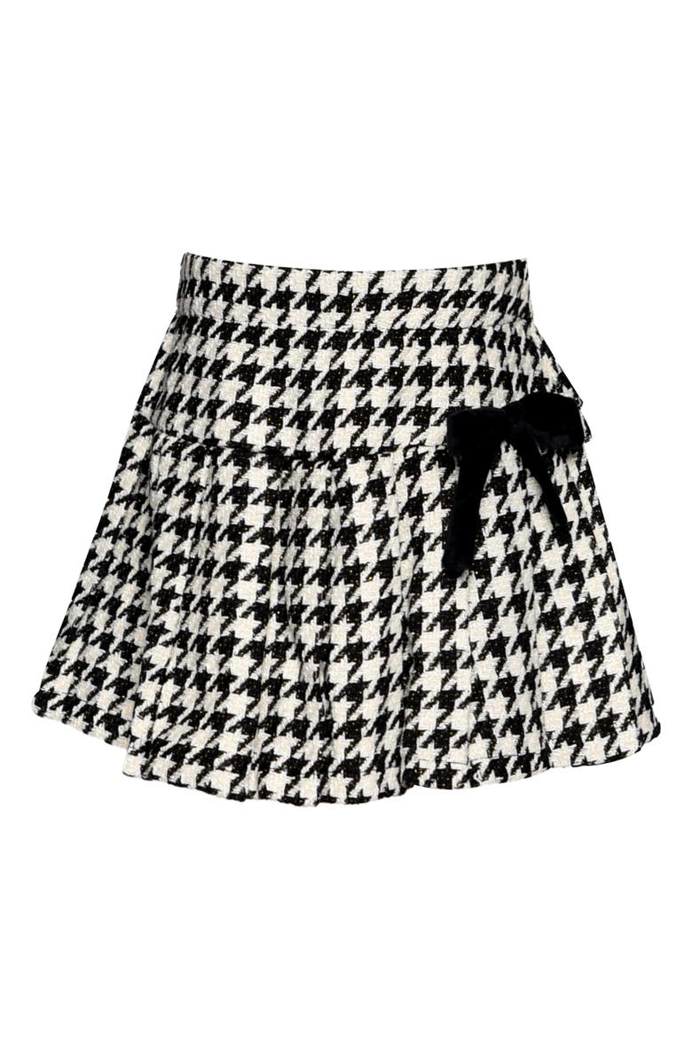 Truly Me Kids' Houndstooth Check Pleated Skirt, Main, color, Black White