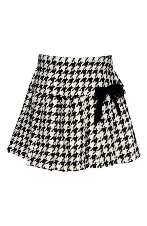 Truly Me Kids' Houndstooth Check Pleated Skirt In Black