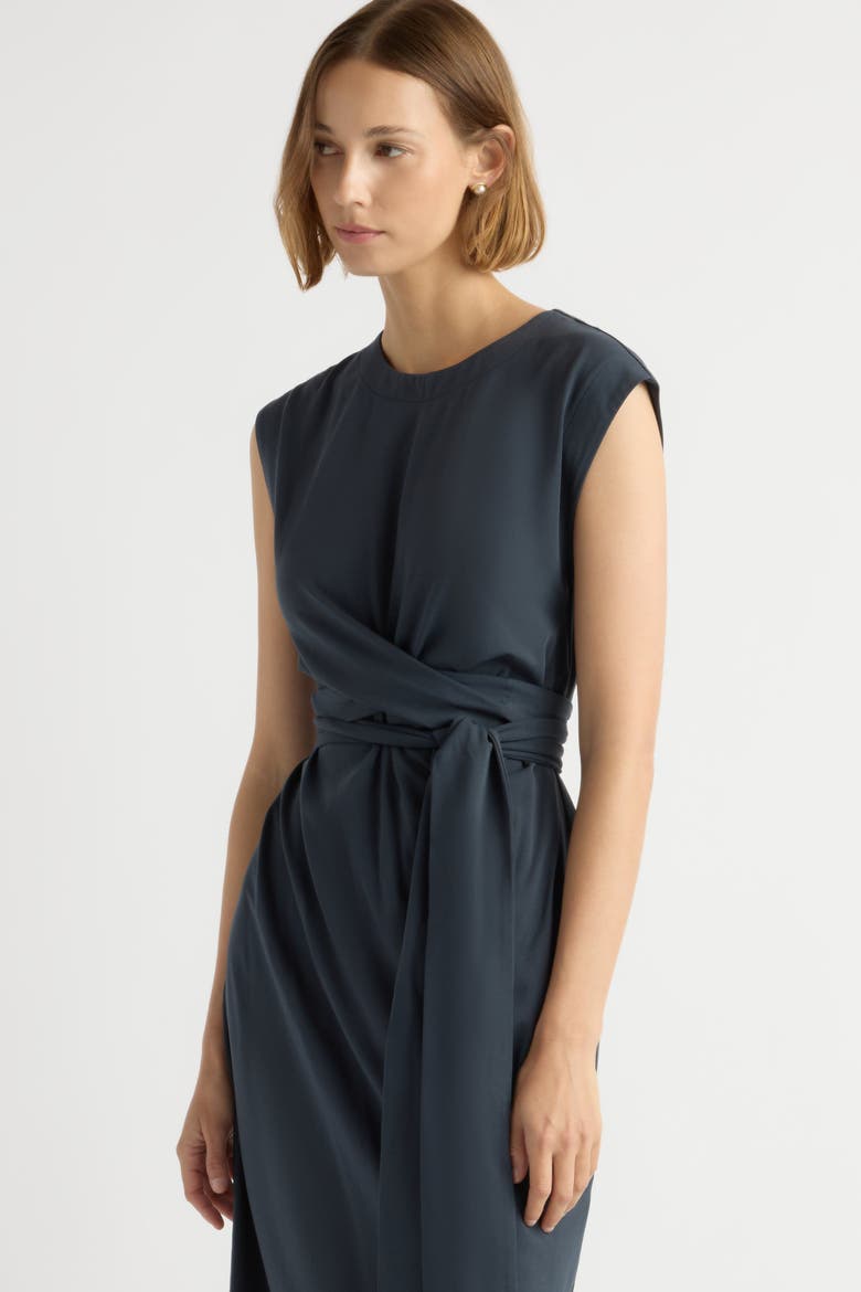 Fei Tie-Front Organic Cotton Dress, Alternate, color, Dark Maritime