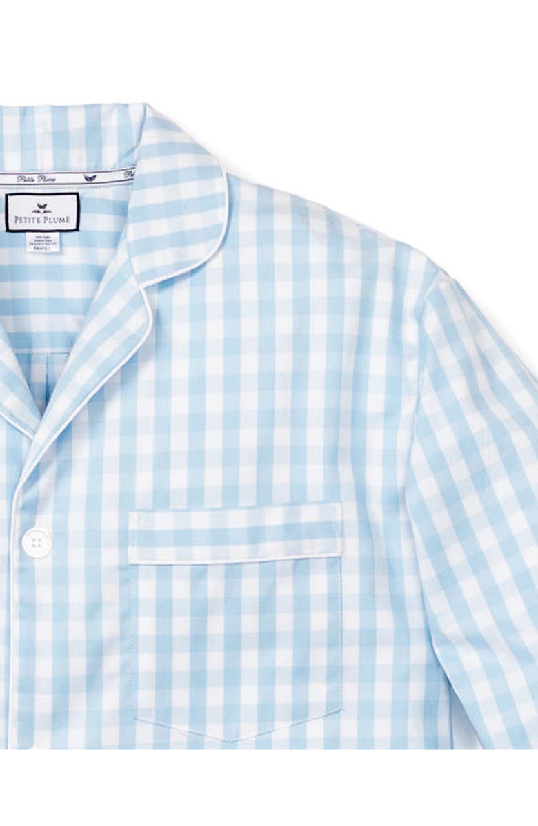 Petite Plume Gingham Cotton Pajamas, Alternate, color, Blue