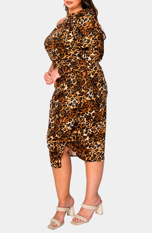 L I V D Relia One-shoulder Midi Dress In Taupe