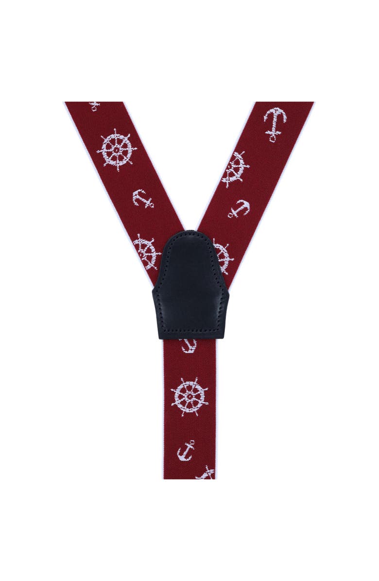 Trafalgar Ahoy Nautical Themed Elastic Button End Suspenders, Alternate, color,