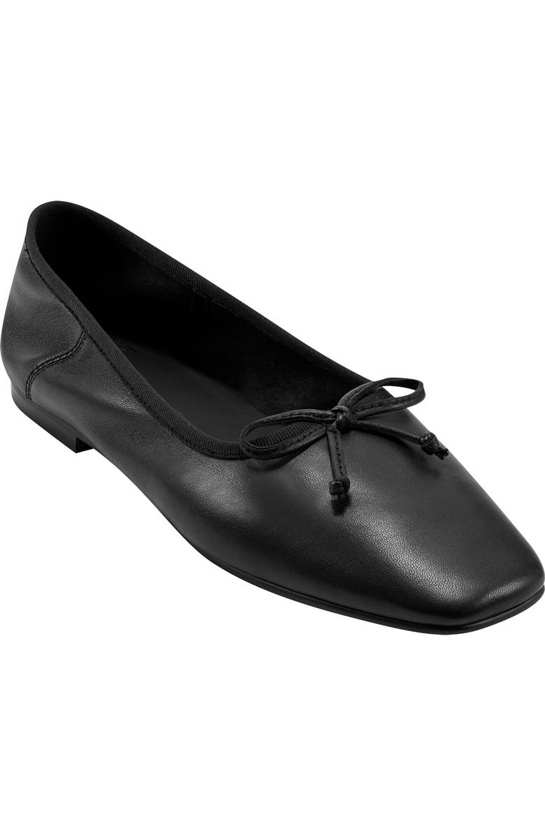 PURE Donna Karan Delaney Square Toe Ballet Flat, Main, color, Black