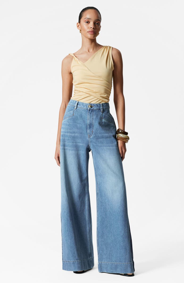 & Other Stories Asymmetric Drape Sleeveless Top, Alternate, color, Yellow Light