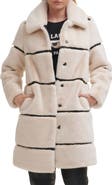 KARL LAGERFELD PARIS Quilted Longline Faux Fur Coat