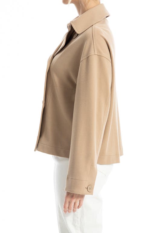 Max Studio Double Breasted Knit Twill Jacket In Khaki